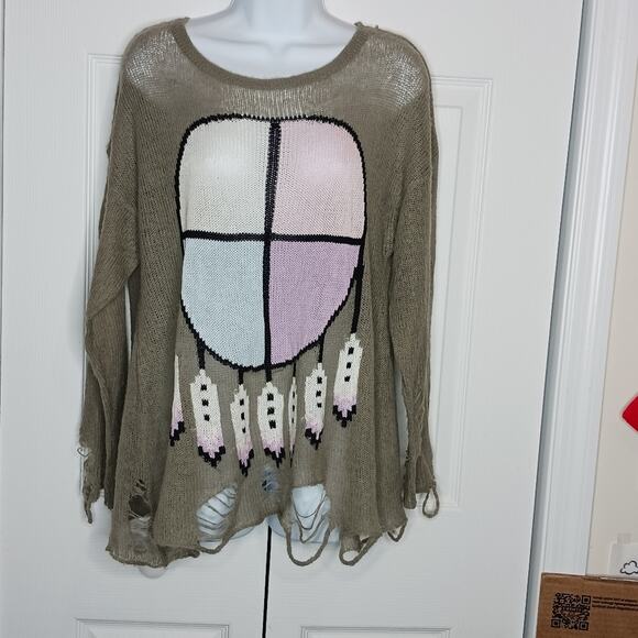 Wildfox White Label Distressed Dream Catcher Wool Blend Sweater NWOT - Picture 2 of 11